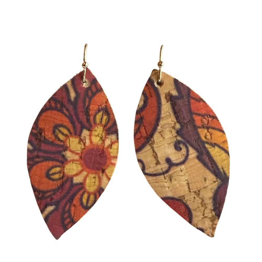 Floral Cork earrings handmade flowers